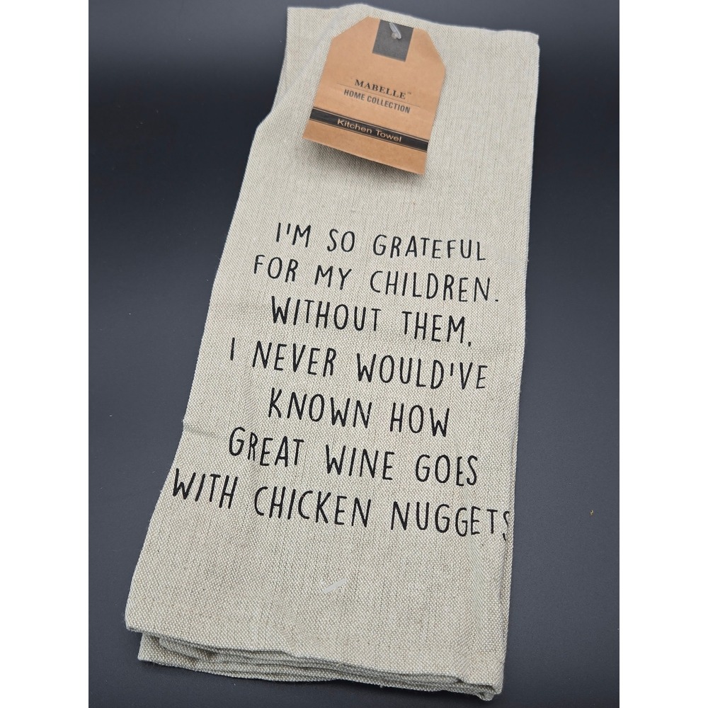 Mabelle Home Collection Funny Wine Chicken Nuggets Kitchen Towel 088-KT NEW